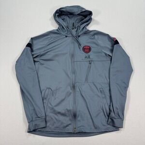 Nike Dri-Fit Track Jacket Men's Medium Gray Paris‎ Saint German Hooded Full Zip